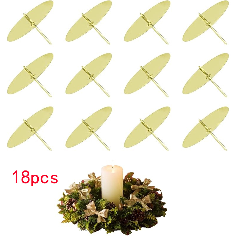 TEMU 18 Porte-bougies couronne de Noël - 6 cm/2,36 pouces en métal noir, porte-bougies couronne de l'Avent, porte-bougies pour fêtes, à insérer dans