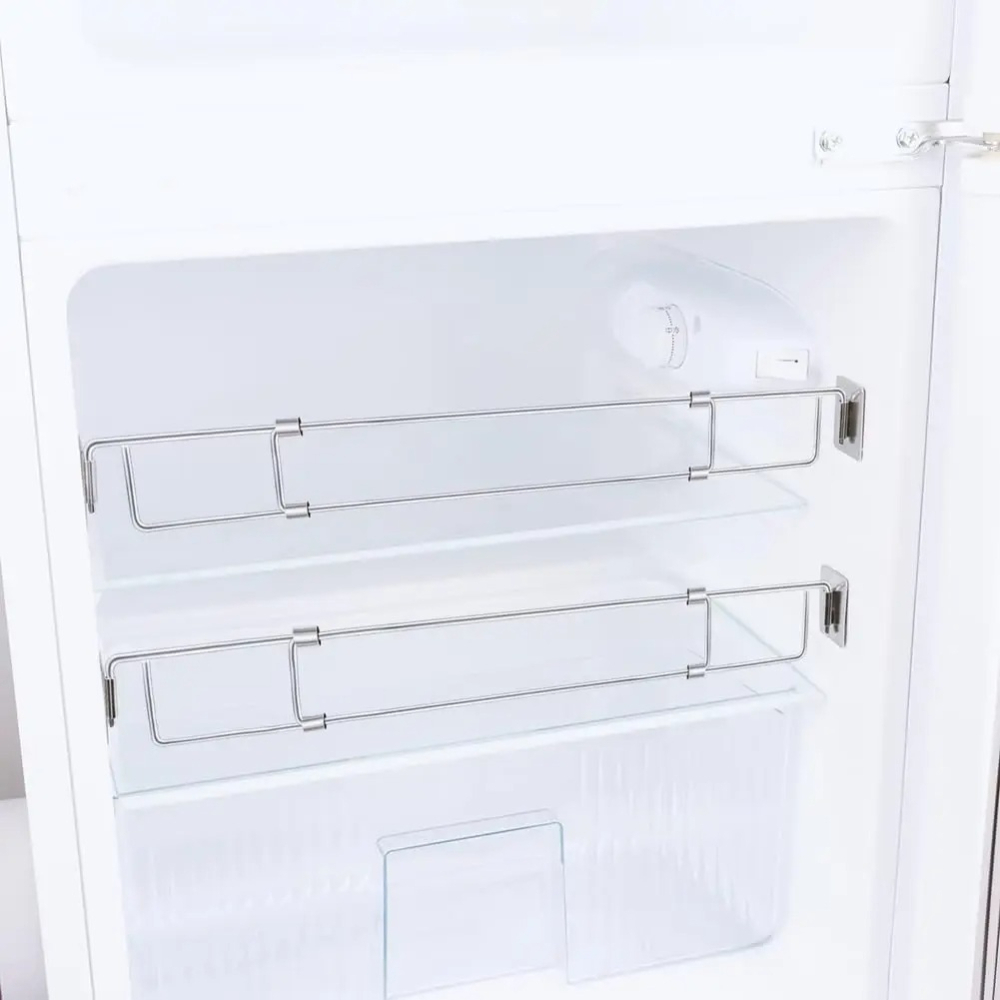 Adjustable Fridge Organizer Divider, Stainless Steel Refrigerator Storage Rail with Adhesive, Keep Items in Place and Prevent Sliding