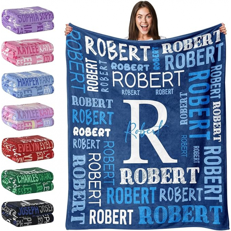 TEMU A Personalized Name Fleece Blanket - Cool And Comfortable, Tear-resistant Soft Polyester Fiber Throw For Sofa, A Unique Gift With A Personal