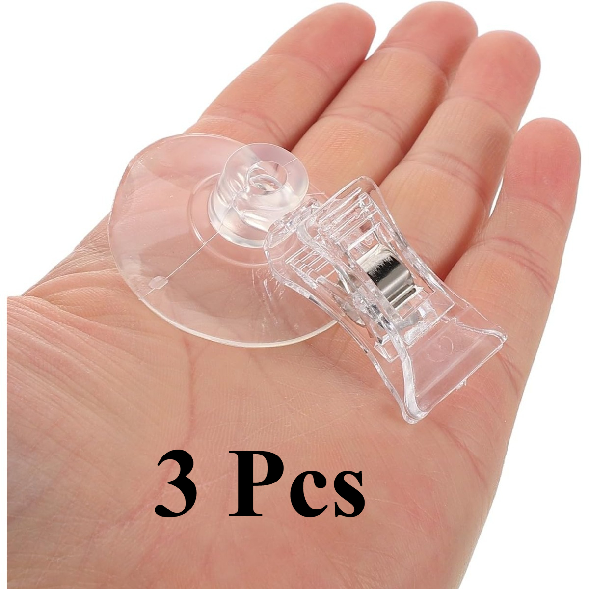 TEMU 3-pack Powerful Suction Cup Clips - Multi-functional No-drill Window/mobile Phone Holder For Office Desks, Kitchen & Living Room Universal Hook