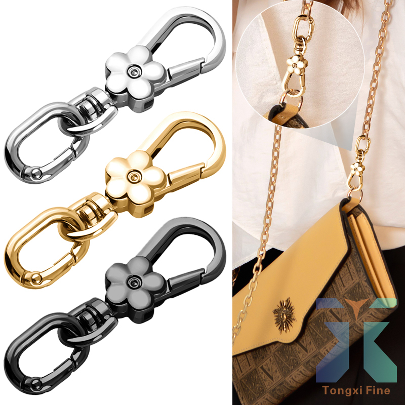 multifunctional alloy rotating spring   fashion bag   light luxury double opening key   flower shaped   with egg shaped ring and bag pendant   additions suitable for handicrafts bag pendants car keychains