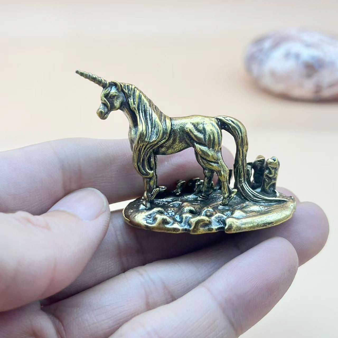 Image of Collectible Figurines ，halloween Decor Unicorn Brass Figurine Ornament Gift For Colleagues, Office Desk, Living Room, Bedroom, Christmas Decoration