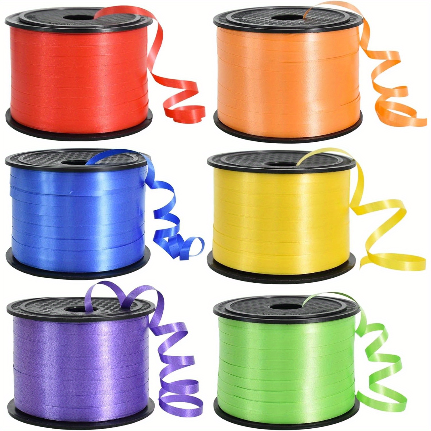 Image of 6pcs Rainbow Curling Ribbon Assorted Colors Balloon Total 600 Yards Balloon String For Decor, Gift Wrapping, Ribbons And Bows For Easter Christmas New Year Birthday Gifts Supplies