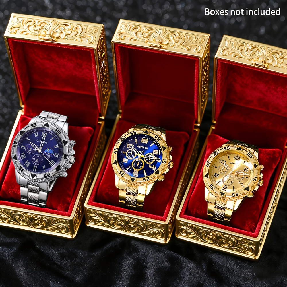 TEMU 3pcs Men's Temperament Sports Watch Set For Him On Father's Day Birthday