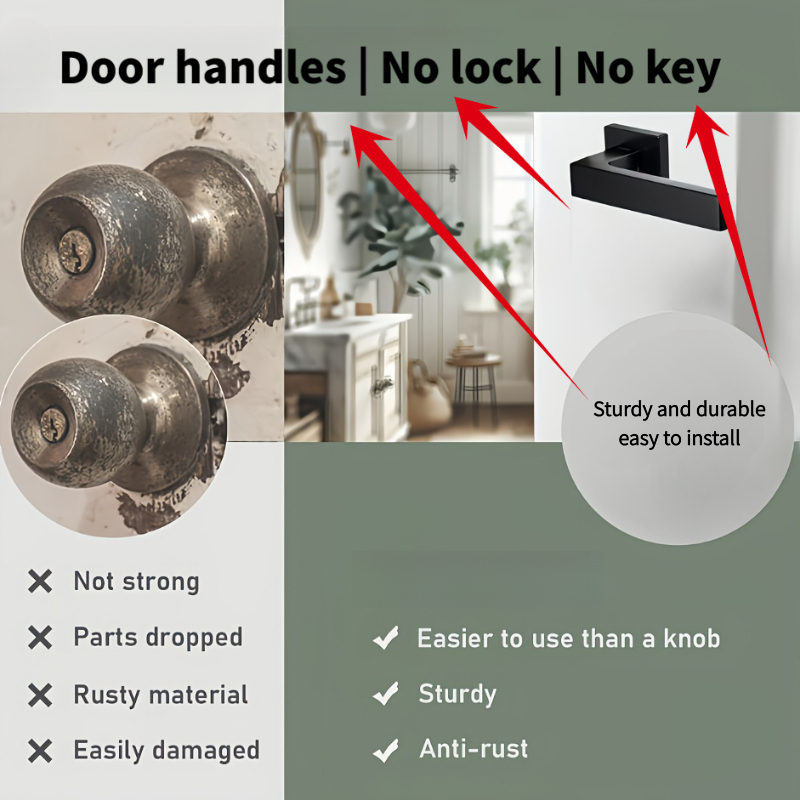 TEMU per porta (Escluso cilindro di chiusura e corpo di chiusura) | Impugnatura confortevole | Resistente | Attrezzi per ferramenta per porte | Molla