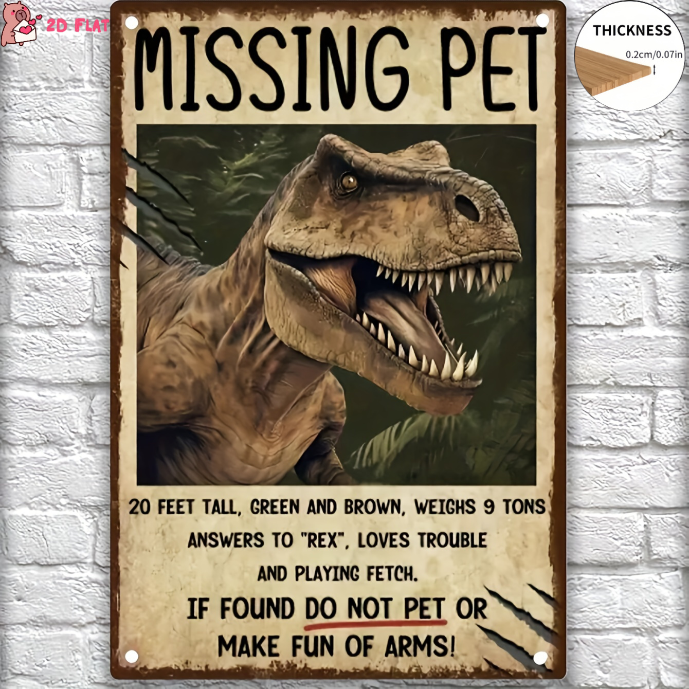 TEMU Wooden Sign 7.87x5 Inch Prehistoric Theme Outdoor Indoor Home Decor Plaque For Wall Art