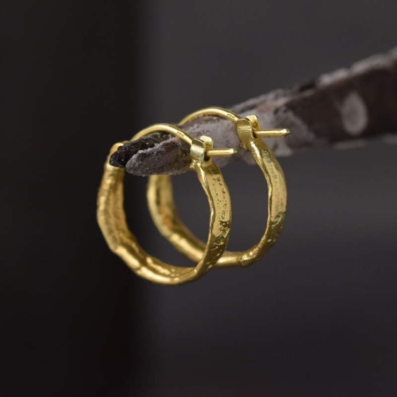 Women's Small Hammered Golden Hoop Earrings