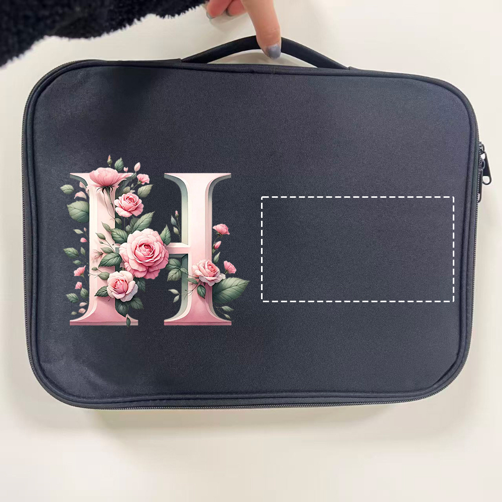 Custom Floral Initial Laptop Tote Bag with Monogram