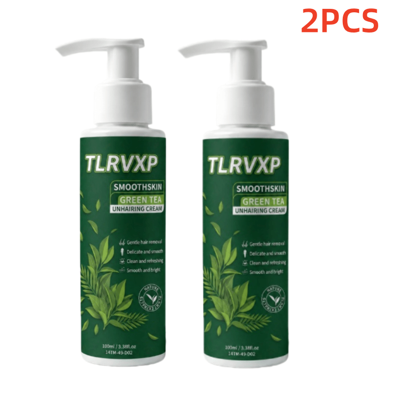 Image of 2pcs Tlrvxp Green Tea Hair Removal Cream 50g, Gentle Fast Depilatory Cream For Men And Women For Y . Portable Travel Size, Suitable For Face, Upper Lip, Underarms, Legs, , Bikini Area And Full Body