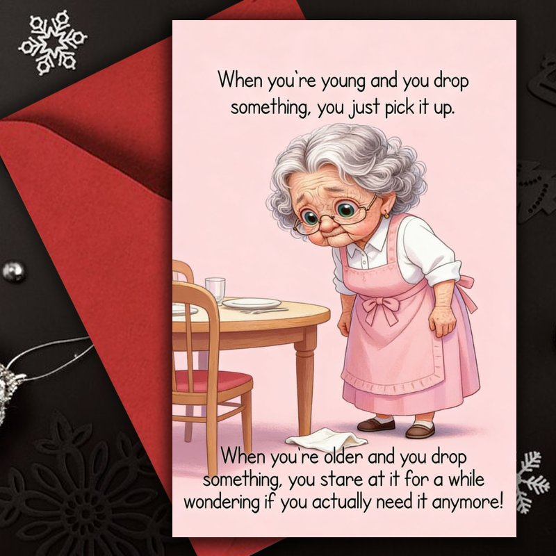 TEMU 1pc Funny Elderly Lady Birthday Card Suitable For Any Occasion With Envelope - Humorous Greeting Card Suitable For Holidays,. Day, Parties,
