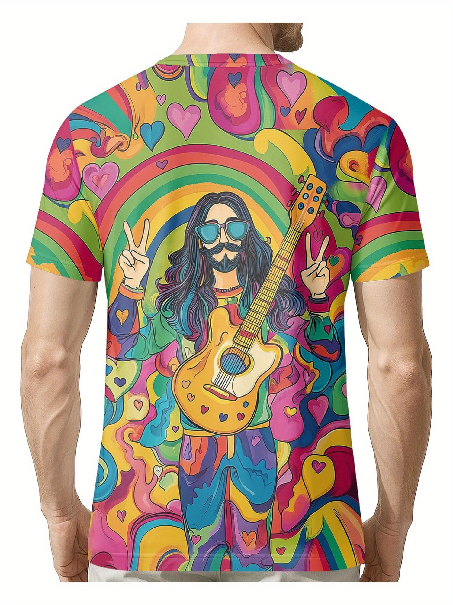 Festival Hippie Shirt Mens *'s Pattern Fun Crazy Hippie T-Shirt Unisex 3D  Printed T-