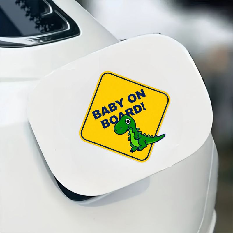 Yellow Diamond-Shaped Car Warning Sticker, Baby on Board