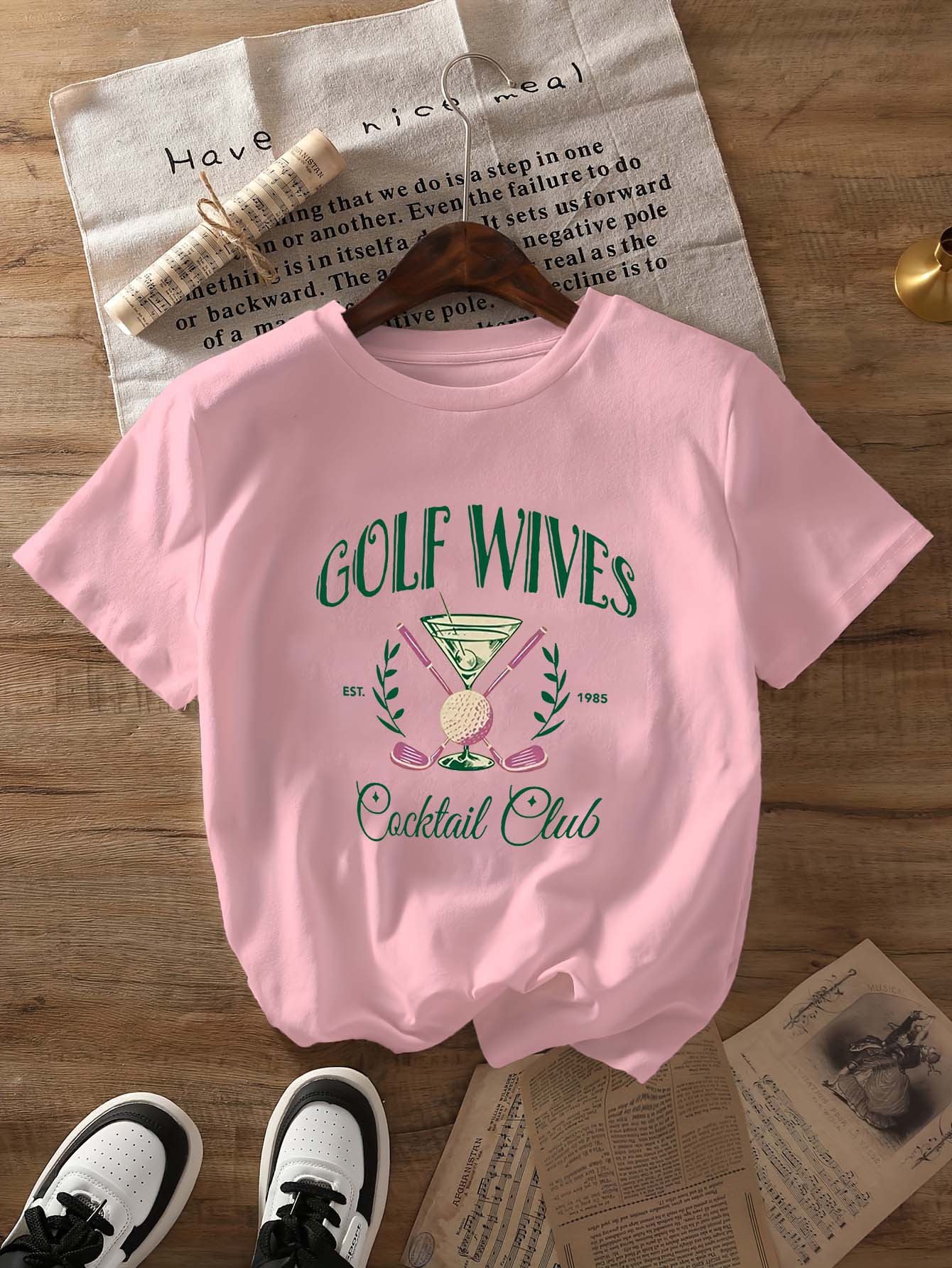 women' pink golf themed graphic print t shirt short Temu Mauritius