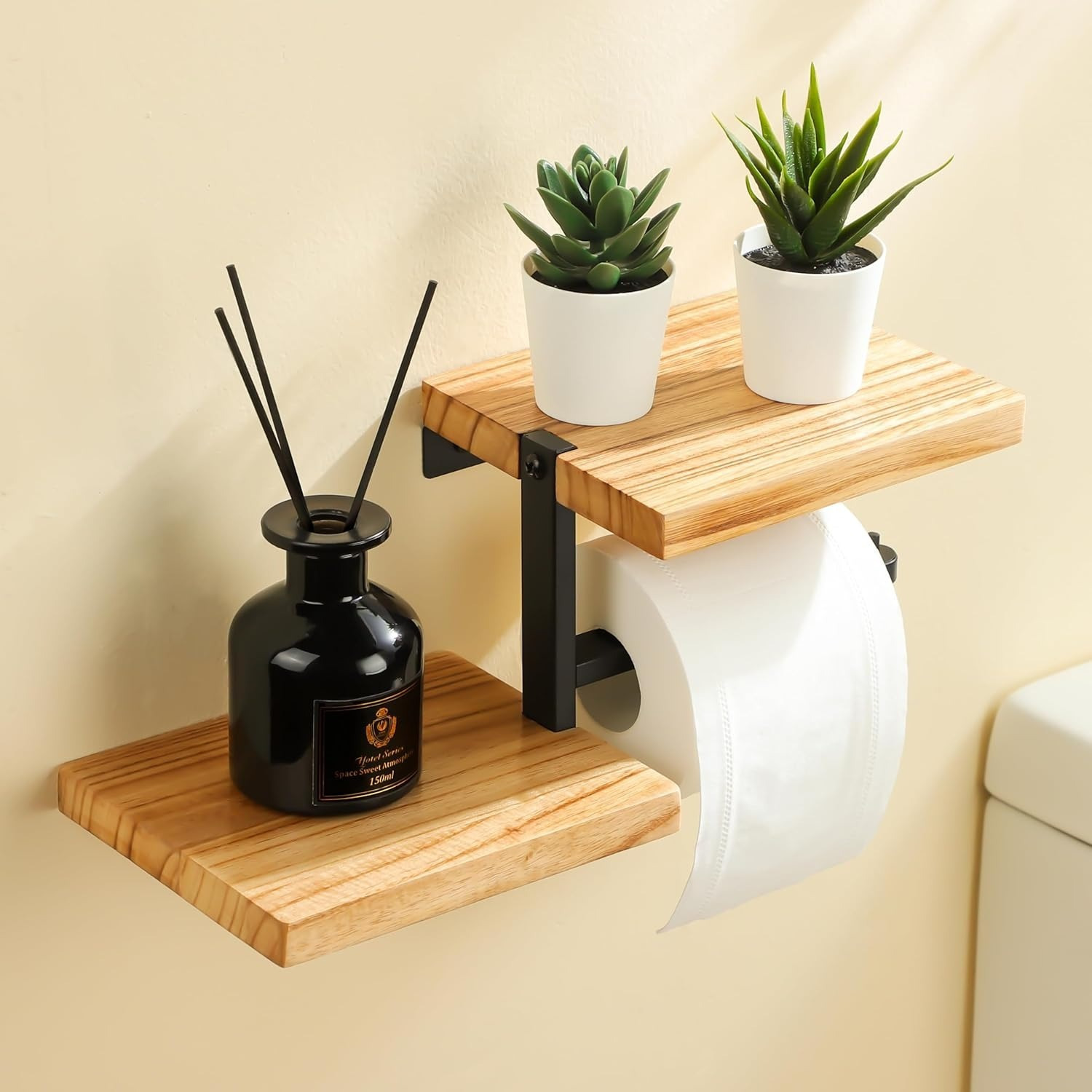 Porte-Rouleau De Papier Toilette Avec Couvercle Et étagère Pour