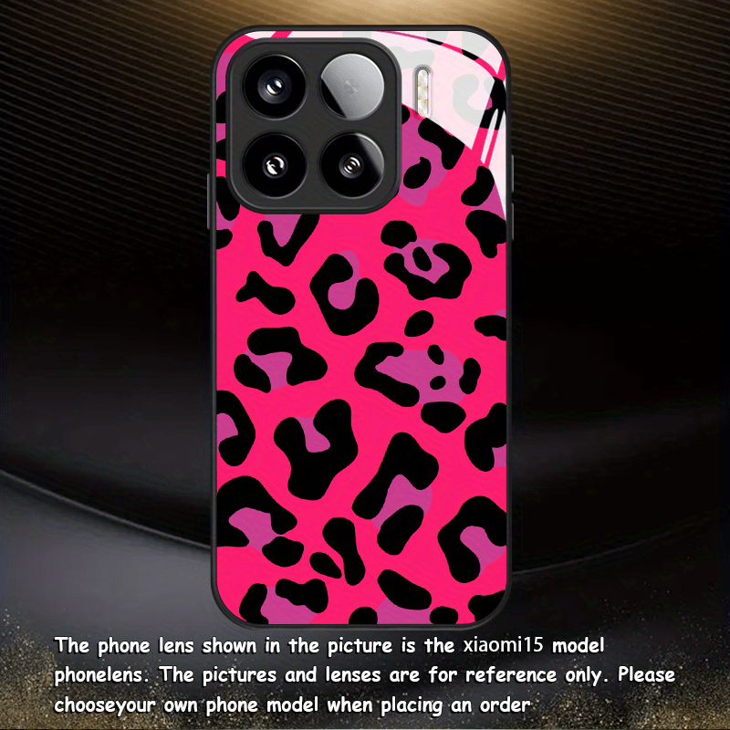 TEMU para Teléfono - Rosa con Estampado de Leopardo, Nueva de Vidrio Templado para Xiaomi Redmi