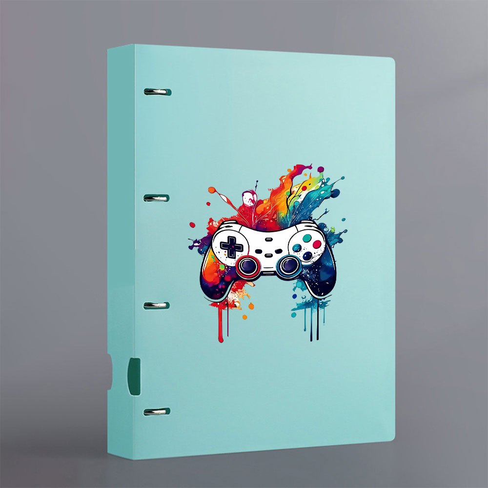 TEMU Carpeta de de 1 pieza con agujeros, color rosa, organizador de documentos con de mando de videojuego, archivador de almacenamiento de tamaño A4