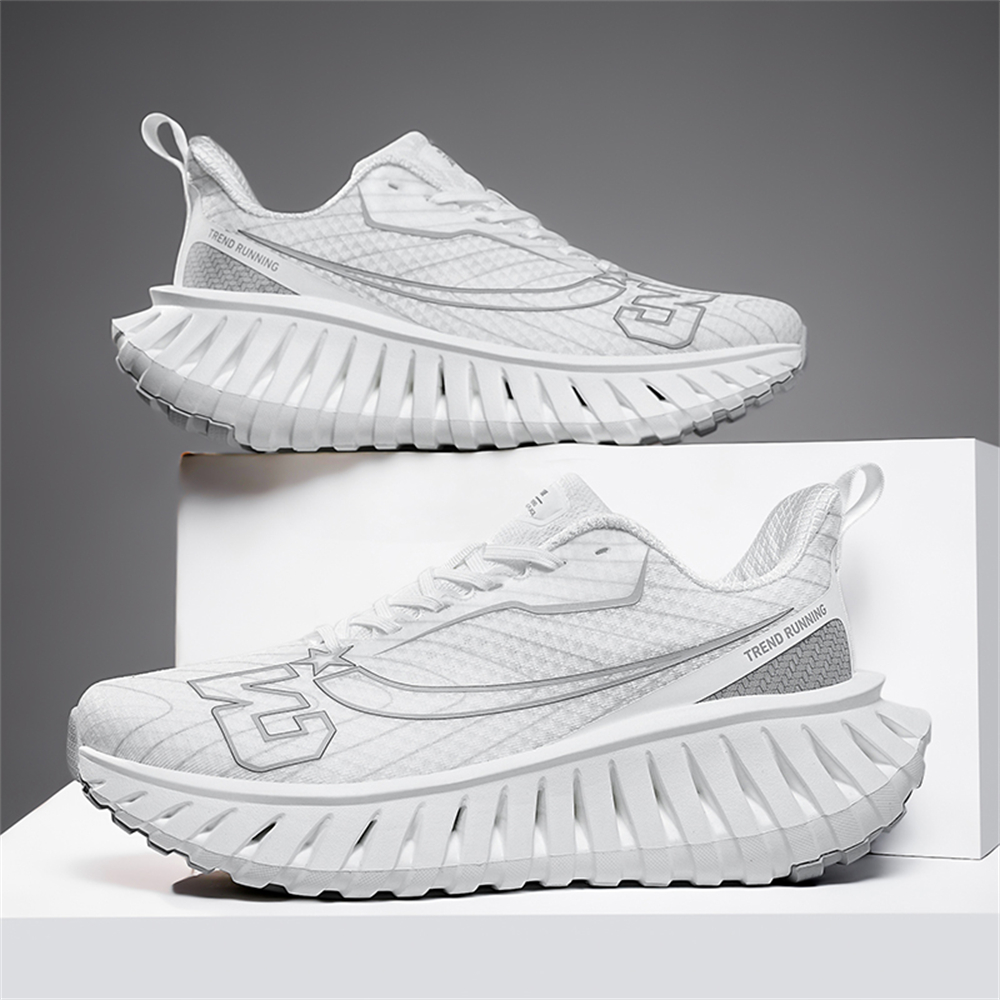 Carbon Plate Technology - Men's Road Running Shoes, Thick-Soled Casual Sneakers for Men, Comfortable and Breathable Fabric Upper, Cushioning and Shock-Absorbing MD Midsole, Slip-Resistant and Wear-Resistant Rubber Outsole, Low-Top Lace-Up Closure