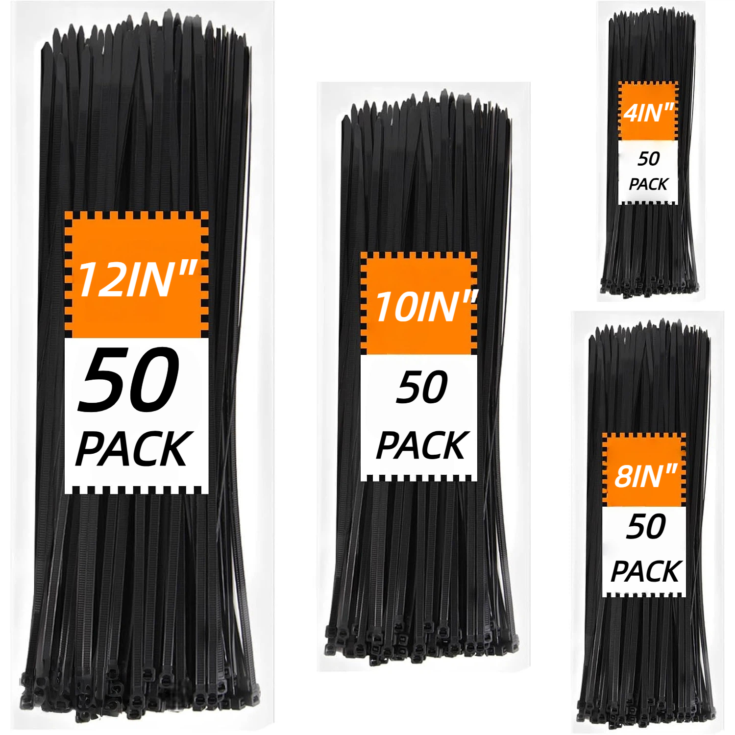 TEMU Zip Ties Assorted Sizes 4 8 10 12 Inch, 200 Pack, Ties, Uv Resistant Wire Ties For Indoor And Outdoor Use, Cable Ties For Plant