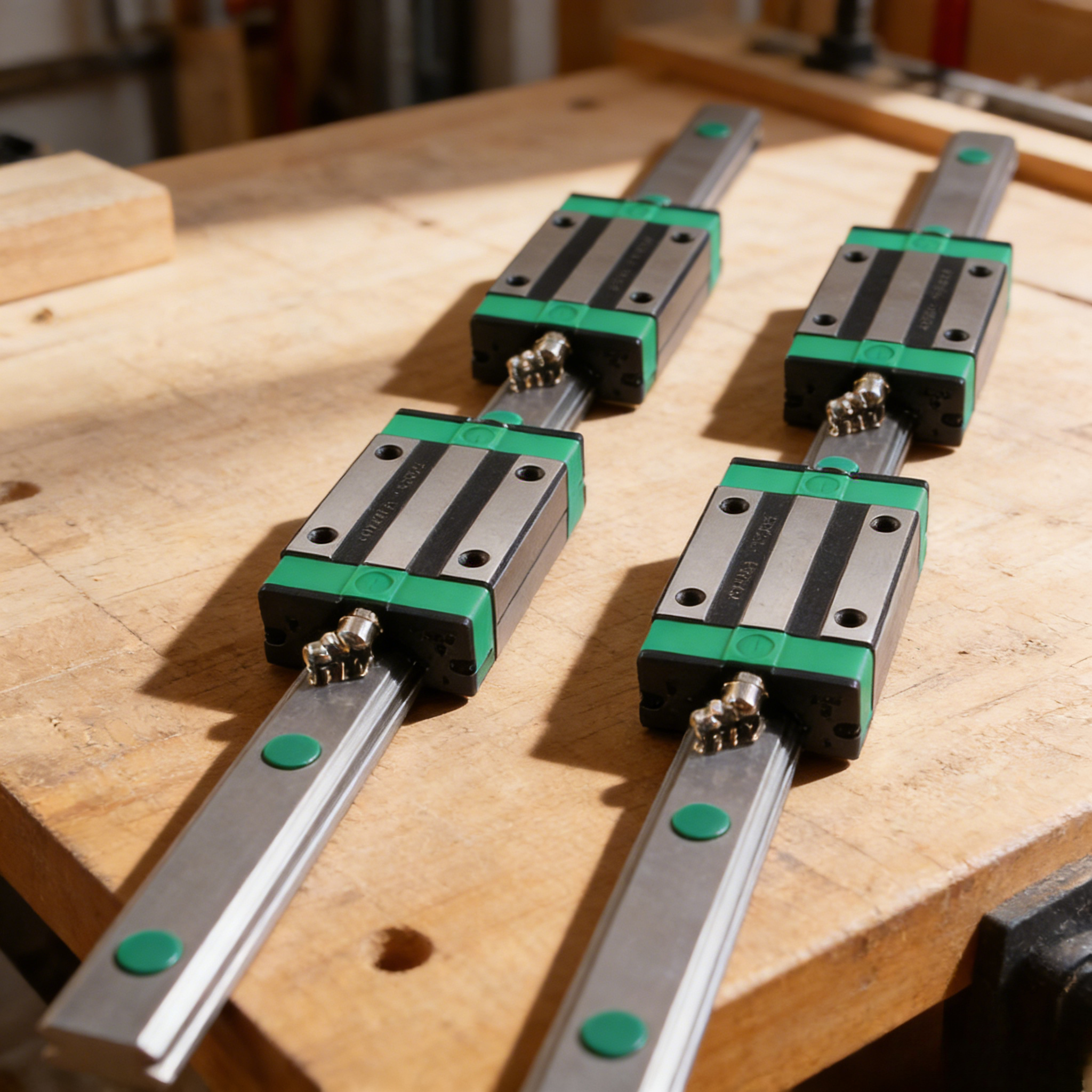 2-pack Hgr20 Linear Guide Rail 600mm Long With 4 Sliding Blocks, For Diy Cnc, Milling Machine, 3d Printer