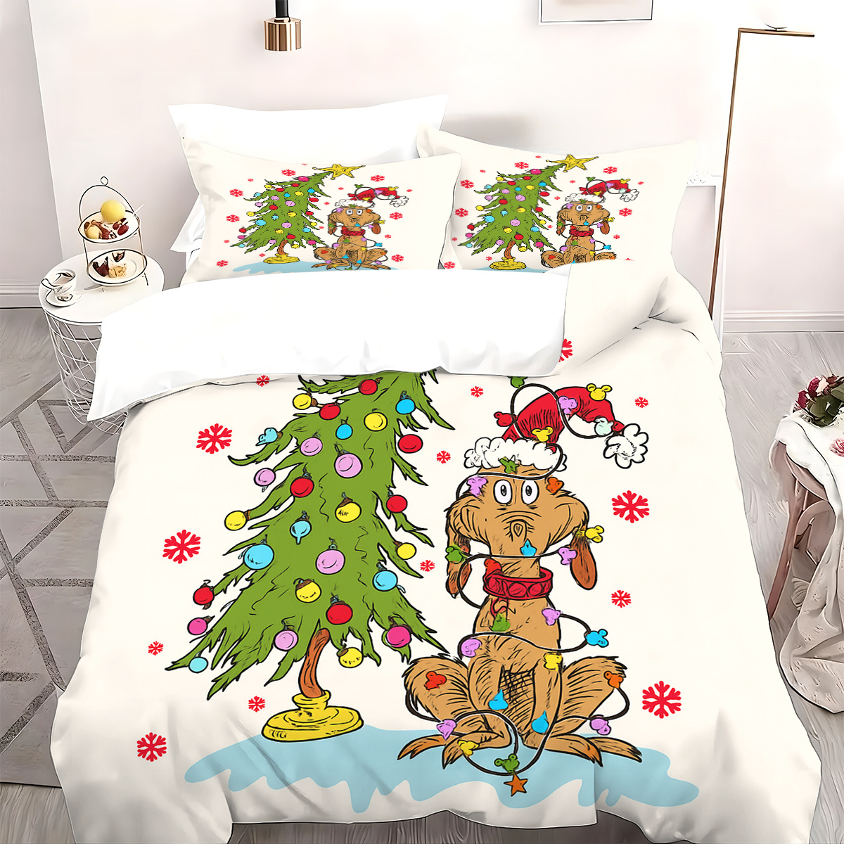 TEMU 3pcs Puppy Quilt Cover Set, Soft And Comfortable Bedding With High-quality Christmas Pattern, Suitable For Bedroom Decorations, Hotels,