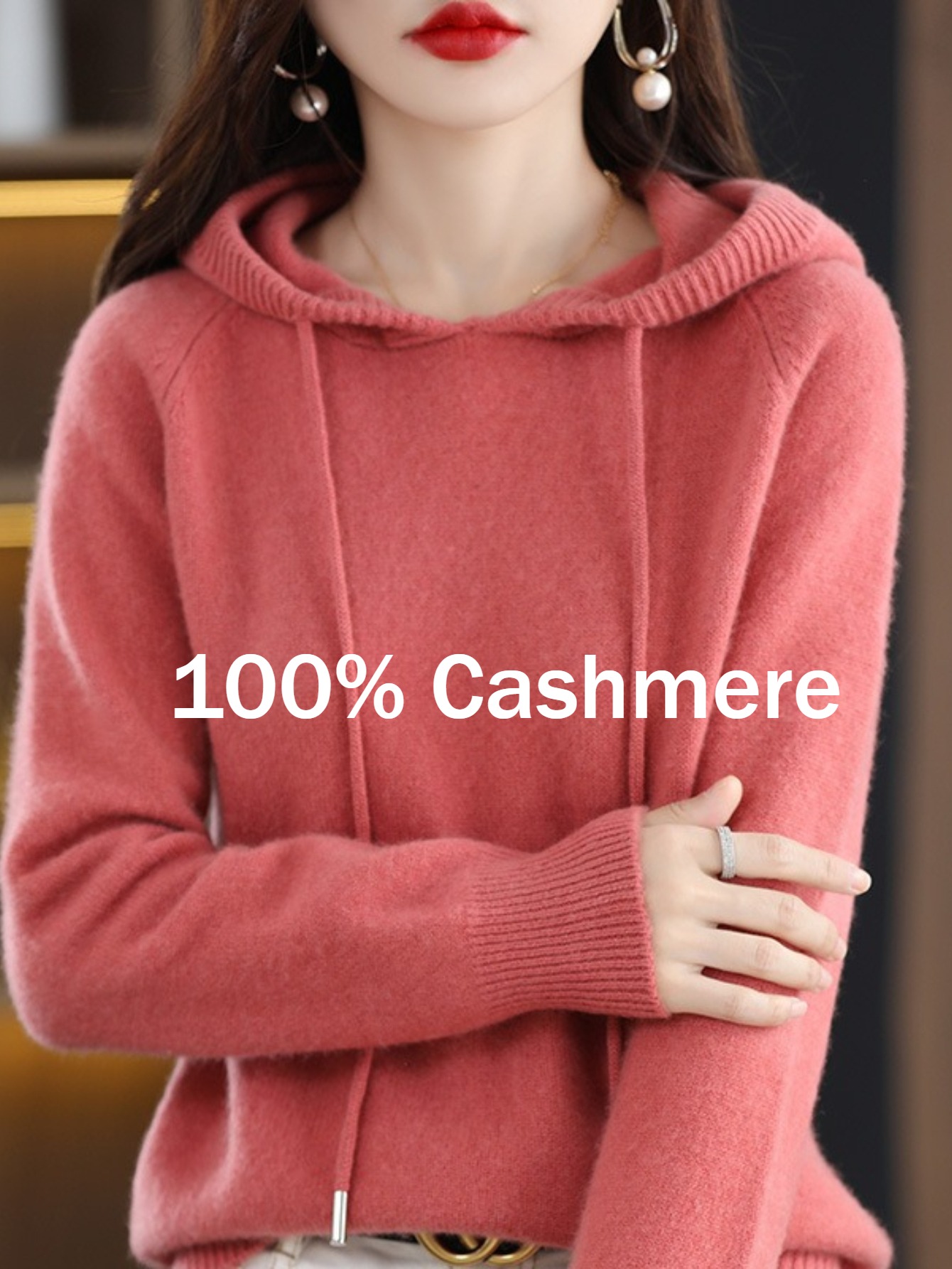 item picture womens 100 cashmere sweater hooded pullover soft hoodie sweater with drawstring   neck machine washable cashmere sweater suitable for autumn   casual elegant sweater for office or casual attire