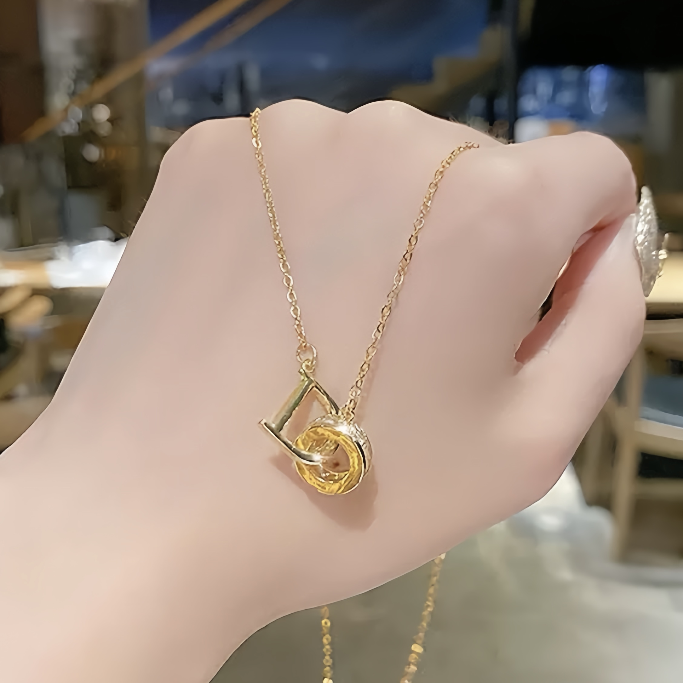 Image of High-quality, Hypoallergenic, Stylish And Elegant 18k Gold-plated Stainless Steel Necklace For Women And Girls, With A Featuring Rhinestone Letters, Suitable For Daily Wear, Parties, And Gifting.