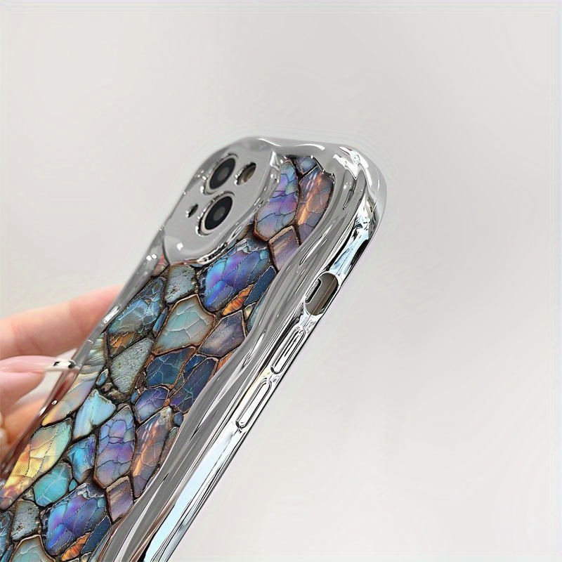 Phone Case - Tpu Design Electroplated Cream Wave Phone Cover, Protects Against Damage, Breathable And Resistant To , Compatible With For Iphone 11, 12, 13, 14, 15, 16 Plus Pro Xsmax X/ Xs Ddnyblk