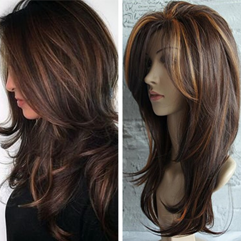 TEMU European And Mixed Brown Medium Long Straight Hair Long Curly Hair Wig For Halloween Daily Wear Party Party Cosplay