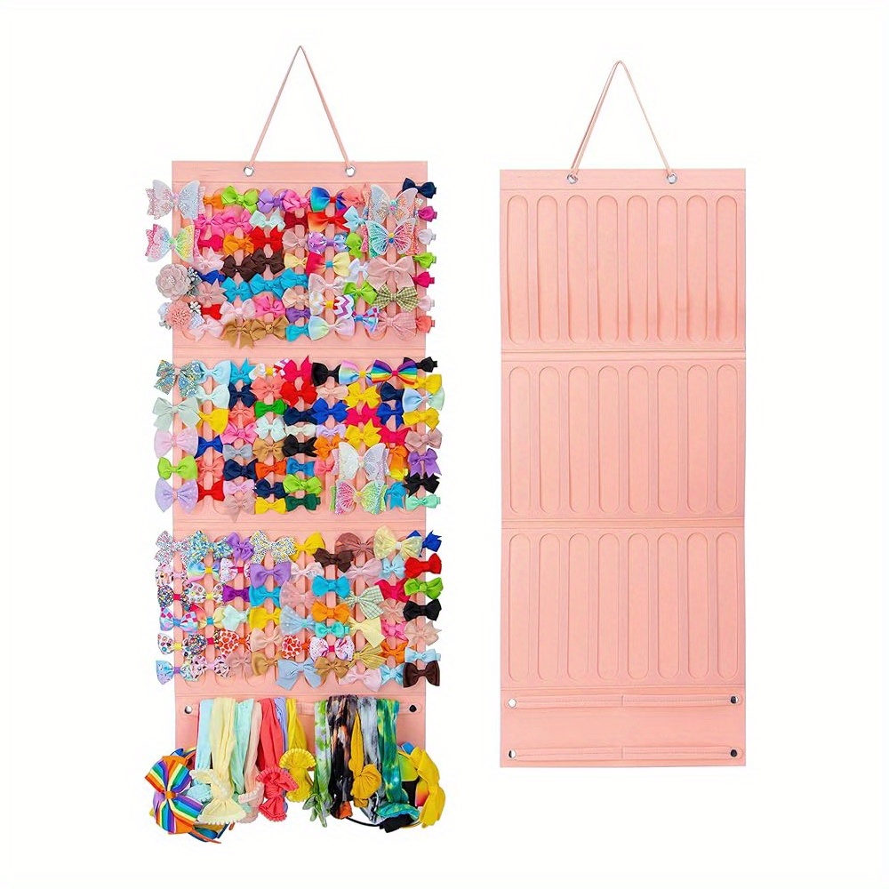 TEMU Cute Felt Storage Bag Compatible For Hairpins, Bows, Clips & Headdresses - Solid Color Hanging With Wall Or Freestanding Display, Felt Hair Accessory