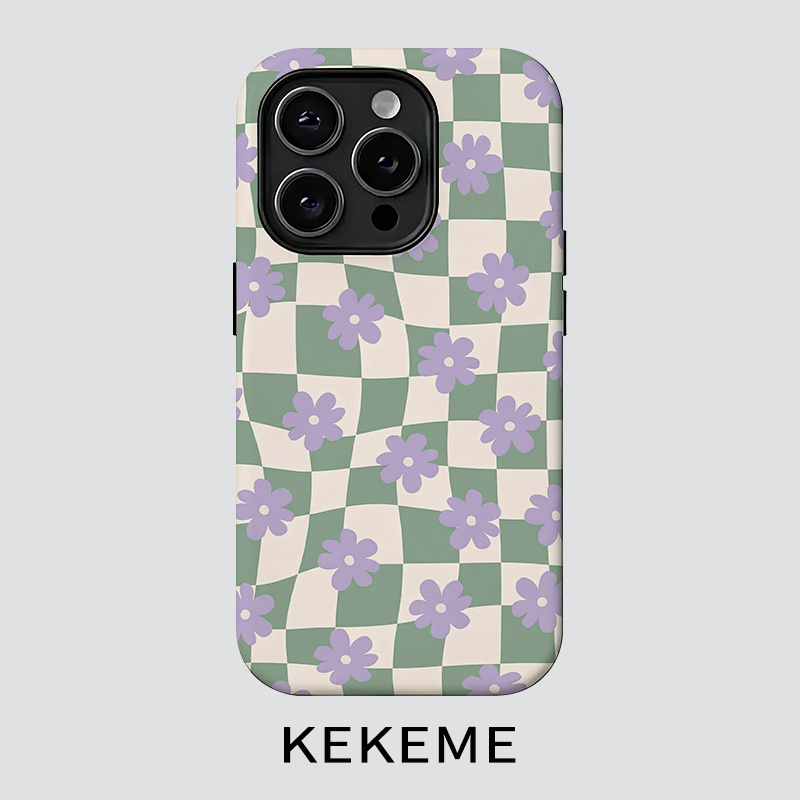 TEMU Phone Case - Fashionable Checkered Floral -one Case Suitable For Iphone 17, 16, 15, 14, 13, 12, 11 Pro Max, 14 Plus, And 17 Air, Full Protection