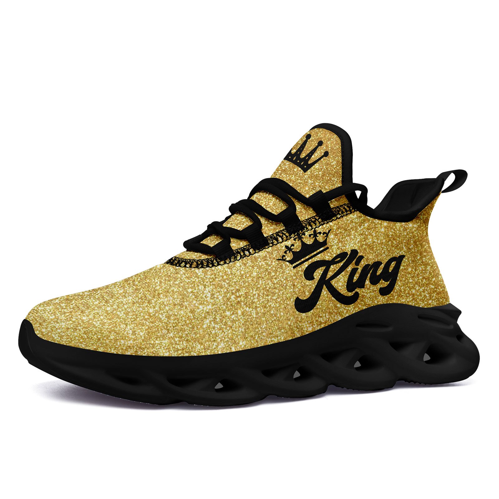 TEMU Men's Breathable Golden "king" Graphic Running Shoes Comfortable Lightweight Sports Sneakers Walking Season Wide Fit