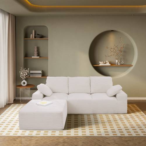 103 5 cloud sectional couch with lshape chaise modern with deep seat plush corduroy fabric no for living room