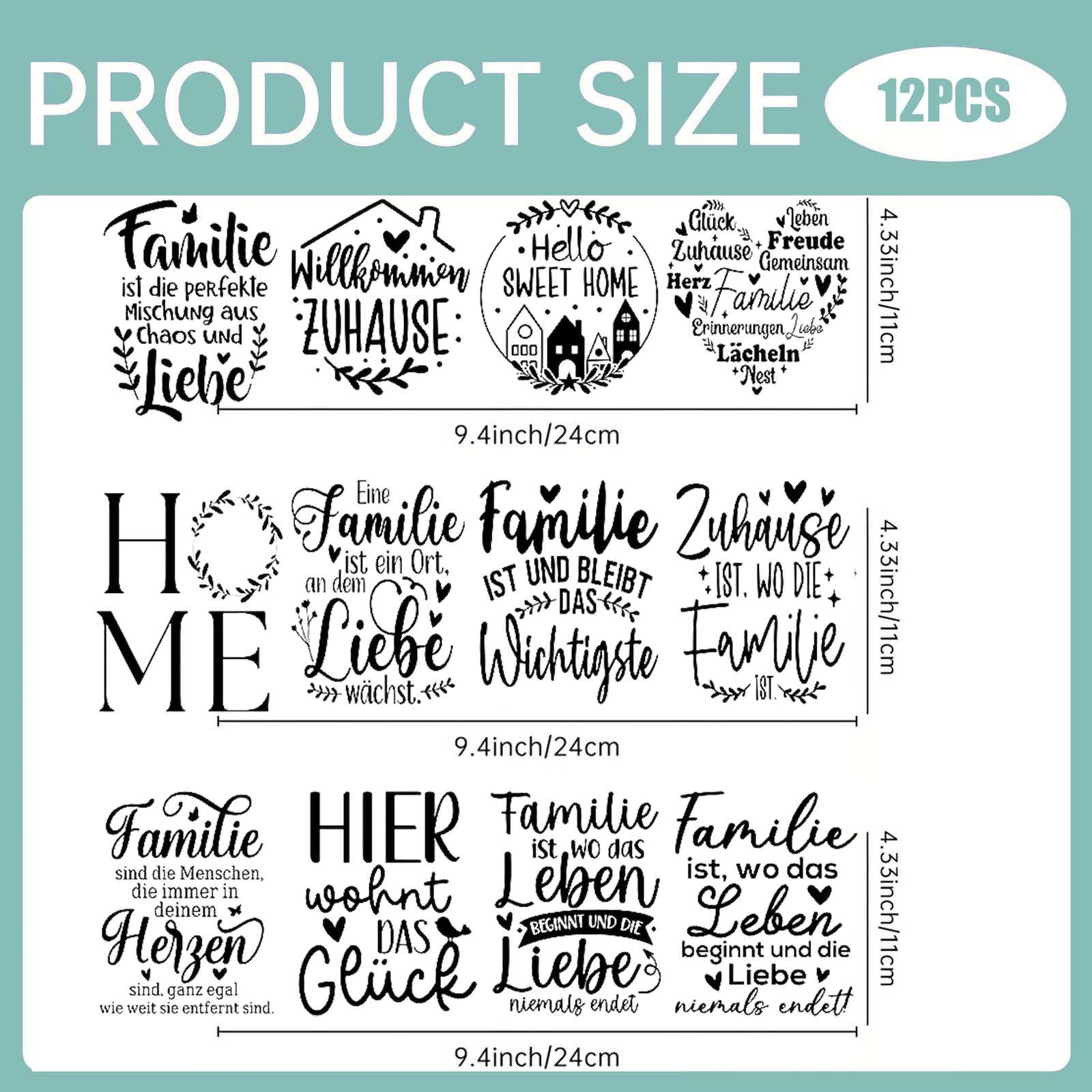 TEMU 12cs German Family Family Is The Most Important Theme Uv Transfer Stickers, - Suitable For Crafts, Mugs, Water Bottles, Self-adhesive Plasic