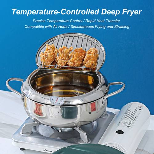 28cm 4 2l japanese deep fryer pot frying pot with thermometer and oil drain for home kitchen