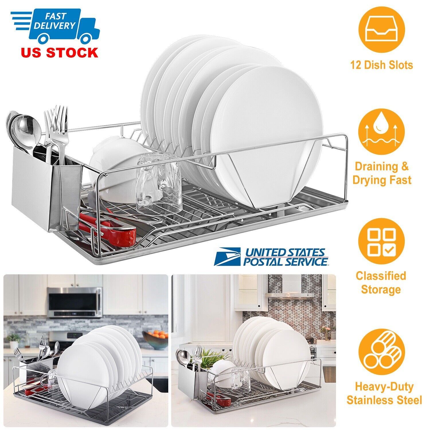 TEMU Steel Bowl And Dish Drying Rack Drainage For Utensils And Kitchenware Storage