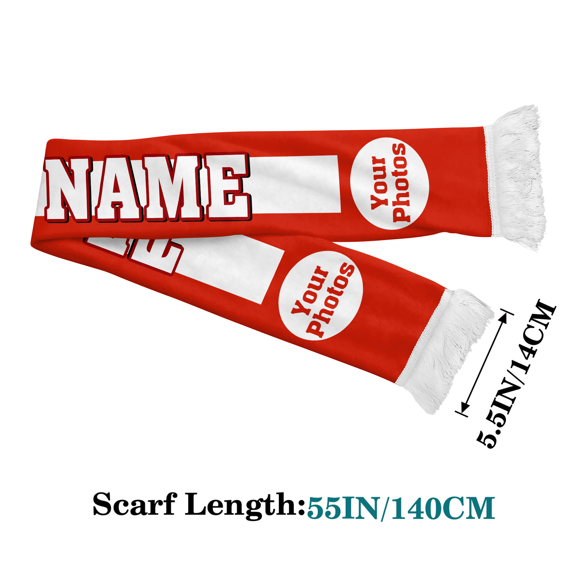 TEMU 1pc Personalized Team Scarf - Custom Photo/text & Name/ Suitable For Football Matches, Stadium , Home Parties - Machine Washable Fan Accessory