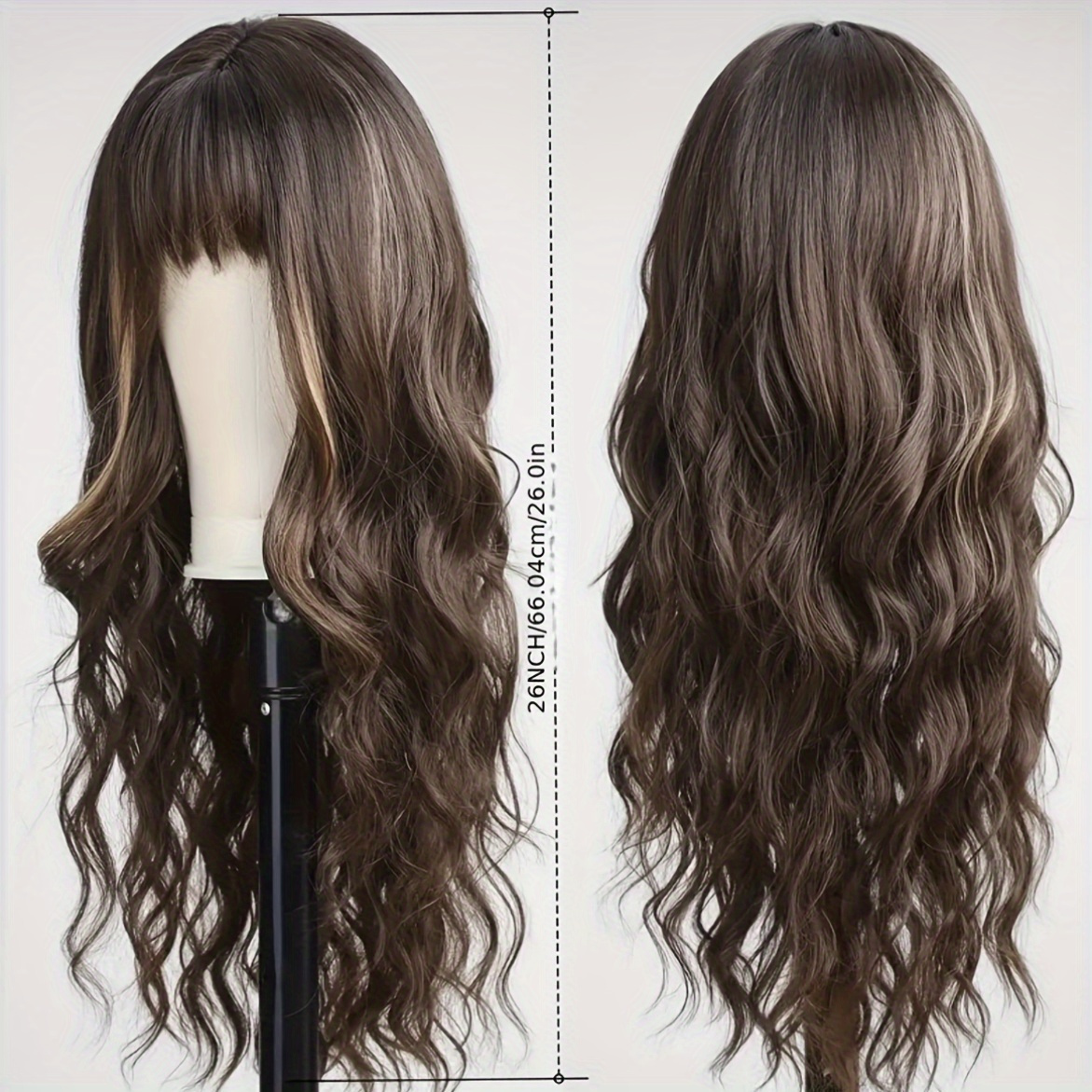 TEMU Elegant Long Curly Wavy Synthetic Wig For Women - Beginner-friendly, Heat Resistant, Daily Use, Wigs
