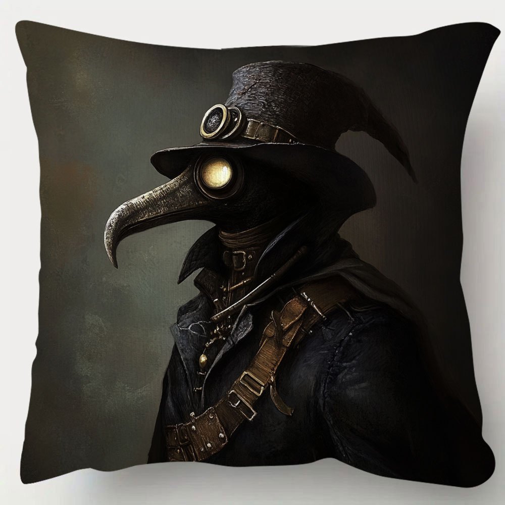 TEMU 1 housse de coussin Steampunk de - Couverture de coussin en peluche gothique victorienne avec de et rats/blattes de , fermeture éclair, adaptée