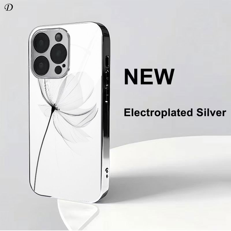 TEMU Phone Case: Floral Shadow Features Electroplated Glass For Iphone 16, 16 Plus, 16 Pro, 16 Pro Max, Iphone 17, 17 Pro, 17 Pro Max, 17 Air, 15, 15