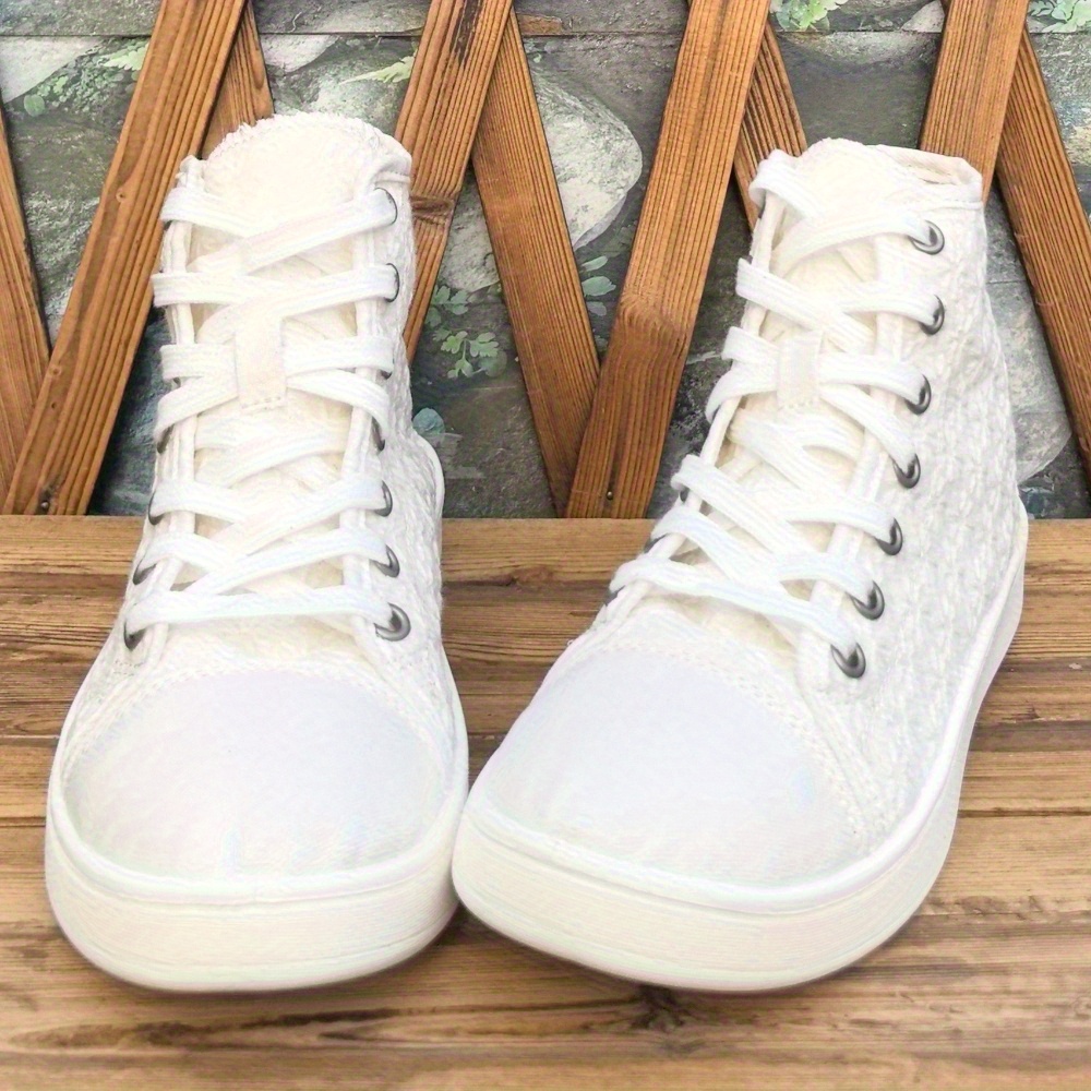 Sneakers, Women's High-Top Lace Skate Shoes with 2D Print - Premium Series, Fashionable and Design. Simple yet Elegant Style That Is Lightweight, Comfortable, Breathable, Moisture-wicking; Essential for Students During Back-to-school Season or