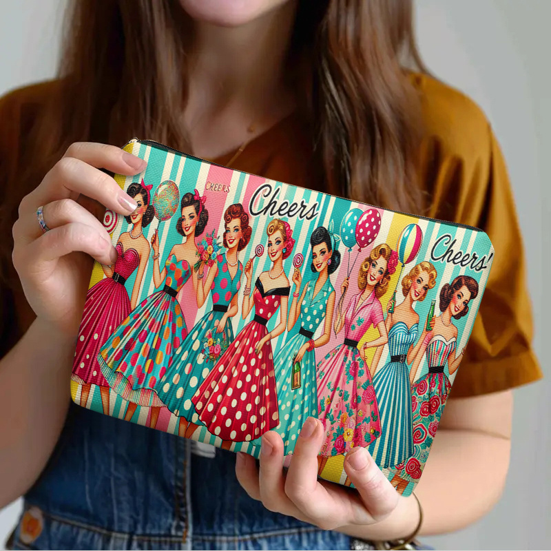TEMU A Makeup Bag, Vintage Style For Women's Parties, Lightweight With A Zipper, Fashionable Design For Toiletries, Suitable For Travel And Everyday