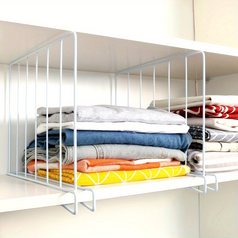 4pcs  -Duty Steel Dividers - Adjustable Metal Wardrobe Organizer, Space-Saving Storage Solution for Bedroom and Kitchen Cabinets, Shelf Dividers