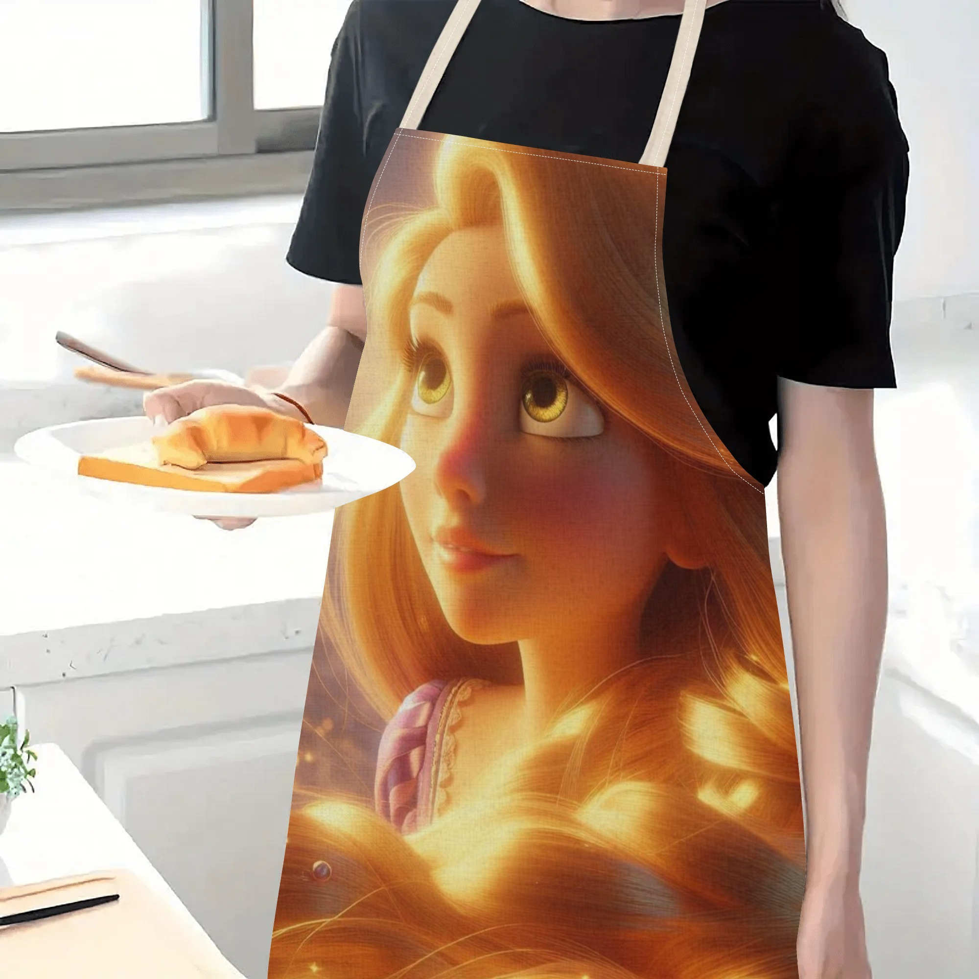 disney   waterproof apron - vibrant cartoon princess design,   polyester, ideal for home, restaurants, cafes & supermarkets details 4