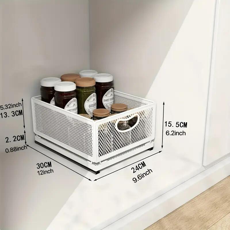 Large Pull-out Storage Unit; A Durable, , High-capacity Storage Unit; Durable Pull-out Tiered Storage Boxes For Kitchen And Bathroom Items; Kitchen Storage Units And Storage Solutions