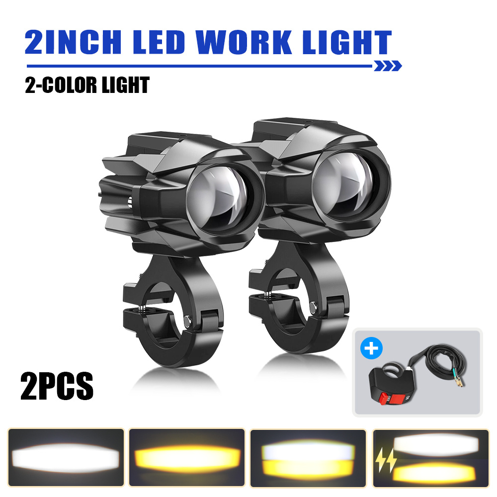TEMU 2pcs 12v Led Motorcycle Fog Spot Lights Headlight Driving Lamp Strobe Switch Off-road Use For R1200gs F800gs, Without Battery