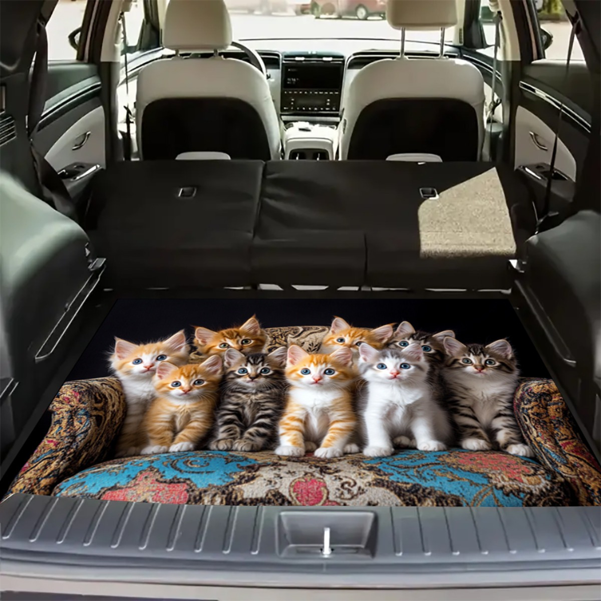 TEMU 1pc Hkstorage Adorable Cat Design Trunk Mat For - Universal Fit, Your , Car Mat, Compatible With For All Vehicle Models