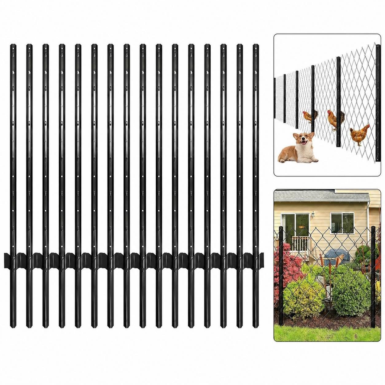 15-pack Heavy Duty U-channel Steel Fence Posts - Metal Ground Stakes For Livestock Barrier Secure Anchoring System