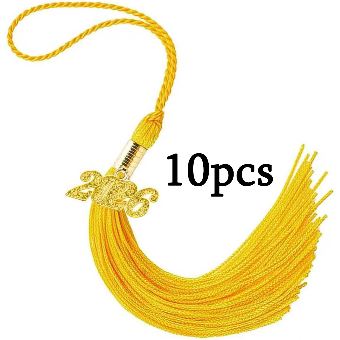 TEMU 2026 Graduation Year Golden Graduation Tassel 10pcs, Elegant Design With Year Charm, Graduation