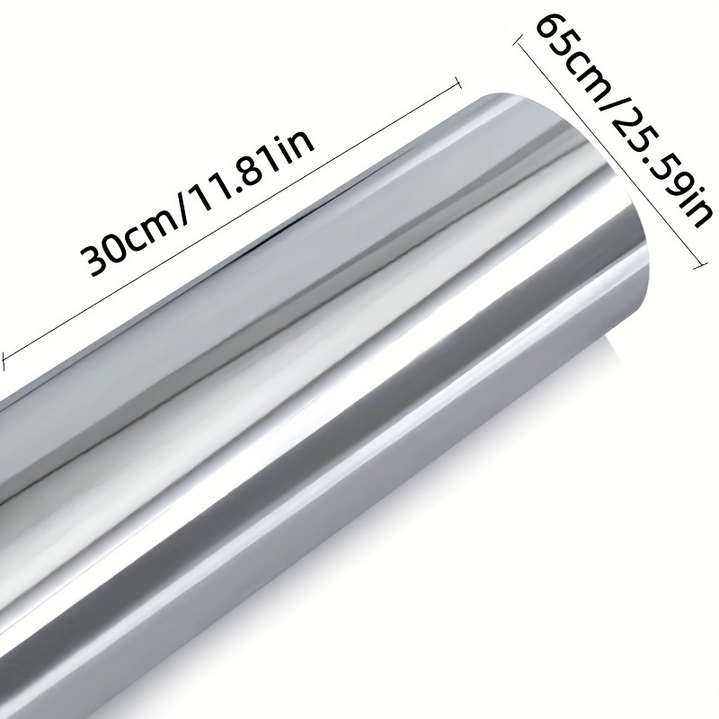 TEMU Glossy Silvery Car Vinyl Wrapping Film/ X 25./bubble-free Self-adhesive Personalized/premium Mirror Sticker/car Interior And Exterior