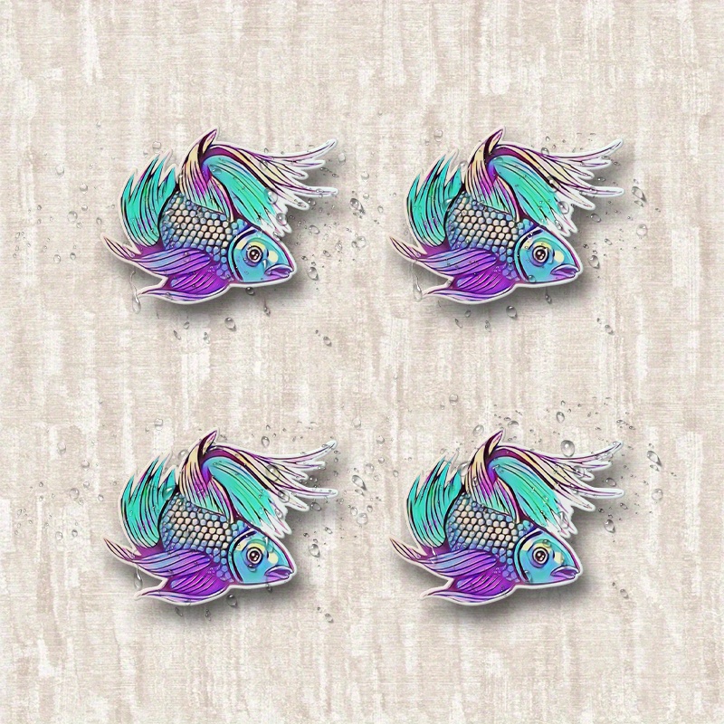 4pcs Betta Fish Sticker Rainbow Beautiful Fish   Tropical - for bumpers, windows, laptops, trucks,  , water bottles, -   le and versatile